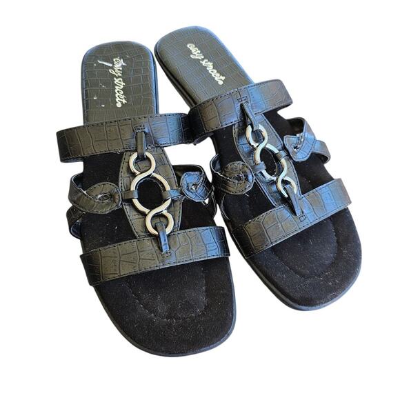 Easy Street Torrid Sandal Black Crocodile Size 11 - Picture 3 of 7